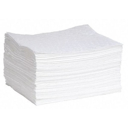 Sorbent Pad, 22 gal, 15 in x 18 in, Oil, White, Polypropylene
