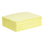 Sorbent Pad, 14 gal, 15 in x 19 in, Harsh Chemicals, Yellow, 50 PK