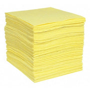 Sorbent Pad, 26 gal, 15 in x 19 in, Harsh Chemicals, Yellow, Polypropylene