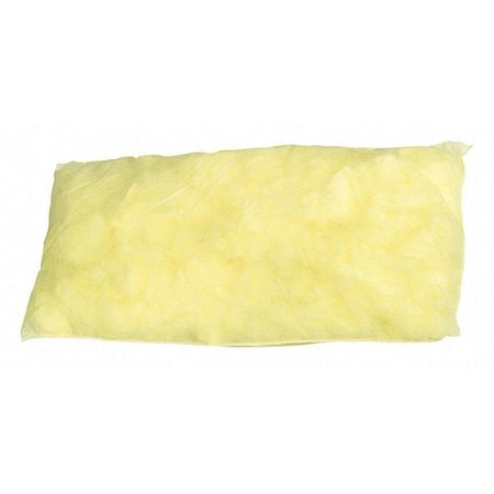 Sorbent Pillow, 27 gal, 8 in x 18 in, Harsh Chemicals, Yellow, 20 PK