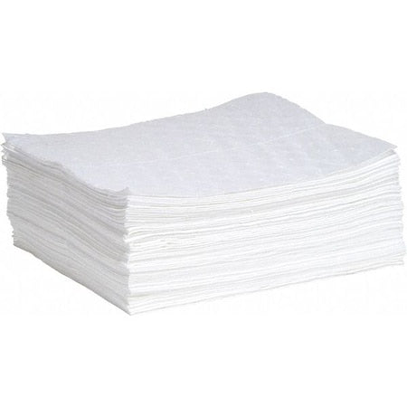 Sorbent Pad, 14 gal, 15 in x 19 in, Oil, White, 50 PK