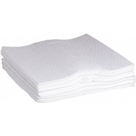 Sorbent Pad, 41 gal, 30 in x 30 in, Oil, White, 50 PK
