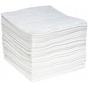 Sorbent Pad, 25 gal, 15 in x 19 in, Oil, White, 200 PK