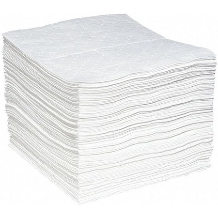 Sorbent Pad, 28 gal, 15 in x 19 in, Oil, White, Polypropylene