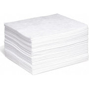 Absorbent Pad, 15 in W x 18 in L, Absorbs 20 gal. per Pkg, Oil, White, Poly Bag, 100 Pack