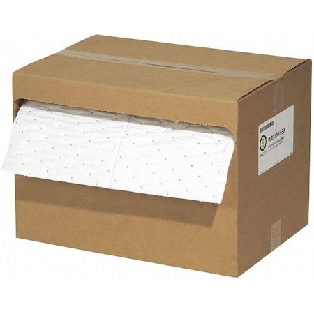 Sorbent Roll, 19 gal, 15 in x 100 ft, Oil, White, Polypropylene