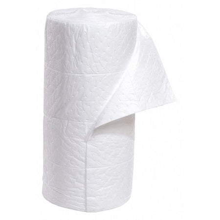 Sorbent Roll, 39 gal, 30 in x 150 ft, Oil, White, Polypropylene