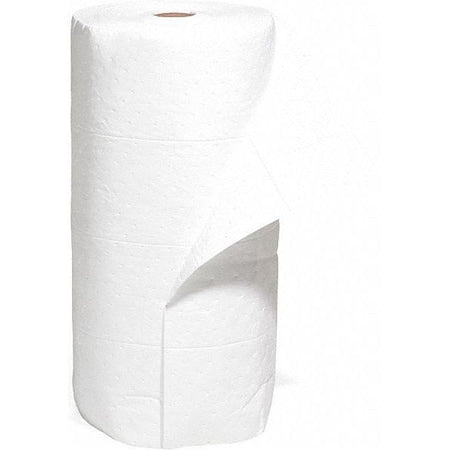 Sorbent Roll, 44 gal, 30 in x 150 ft, Oil, White, Polypropylene