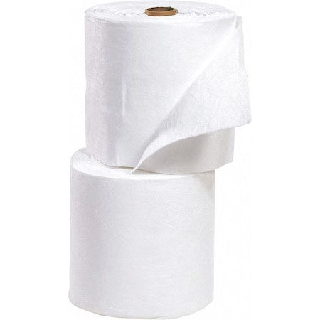 Sorbent Roll, 50 gal, 15 in x 150 ft, Oil, White, 2 PK