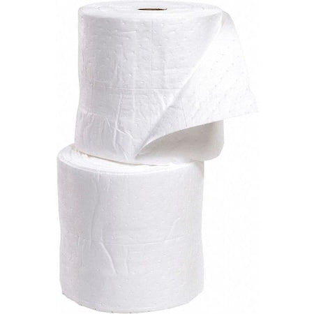 Sorbent Roll, 46 gal, 15 in x 150 ft, Oil, White, Polypropylene