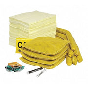 Spill Kit Refill, 43 gal Volume Absorbed per Kit, 50 gal Capacity, Box, Yellow, 162