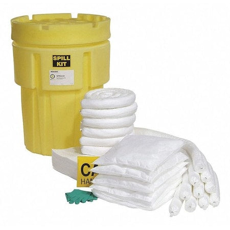 Spill Kit, 44 gal Volume Absorbed per Kit, 65 gal Capacity, Drum, Yellow, 77