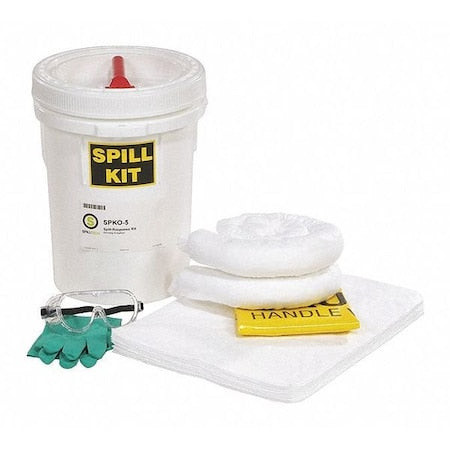 Spill Kit, 5 gal Volume Absorbed per Kit, 5 gal Capacity, Drum, Yellow, 24