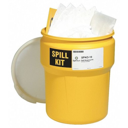 Spill Kit, 10 gal Volume Absorbed per Kit, 10 gal Capacity, Drum, Yellow, 36