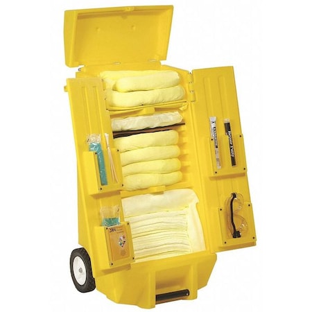 Spill Kit, 28 gal Volume Absorbed per Kit, Not Applicable Capacity, Cart, Yellow, 28