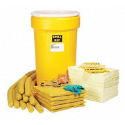 Spill Kit, 49 gal Volume Absorbed per Kit, 55 gal Capacity, Drum, Yellow, 144