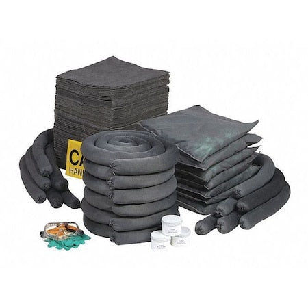 Spill Kit Refill, 87 gal Volume Absorbed per Kit, 95 gal Capacity, Box, Clear, 196