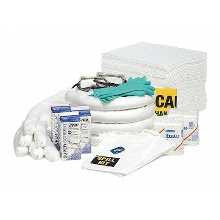 Spill Kit Refill, 46 gal Volume Absorbed per Kit, 50 gal Capacity, Box, Yellow, 249