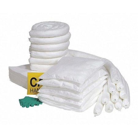 Spill Kit Refill, 44 gal Volume Absorbed per Kit, 65 gal Capacity, Box, Yellow, 77