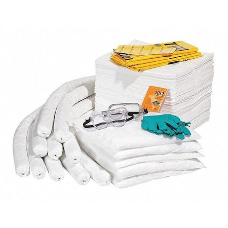Spill Kit Refill, 49 gal Volume Absorbed per Kit, 55 gal Capacity, Box, Yellow, 144