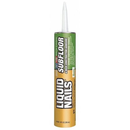 Floor Adhesive, Subfloor & Deck Series, White, 10 oz, Cartridge