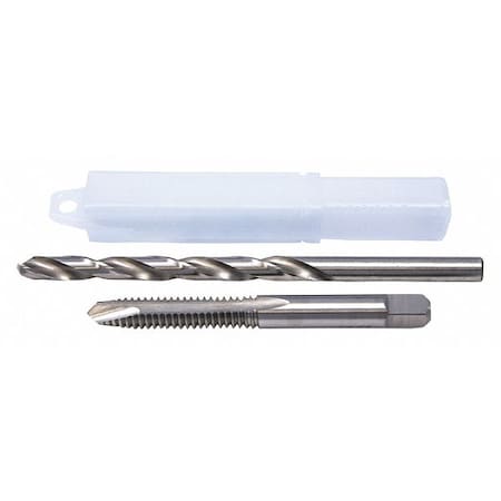 2PC Jobber Drill and Spiral Point Plug Tap Set Cle-Line 1860 Bright HSS No 7 & 1/4-20