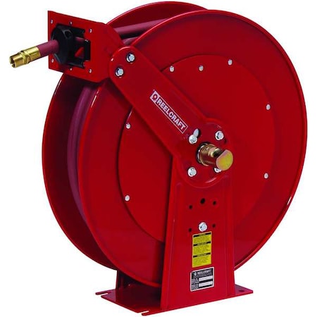 Spring Return Hose Reel, 3/4 in Hose Diameter, 50 ft Length, 250 psi Max. Pressure, Red