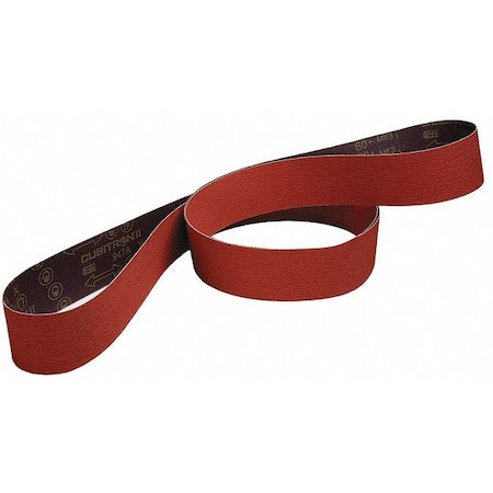 Sanding Belt, 2 in W, 132 in L, Coated, Ceramic, 60 Grit, Medium, 947A, Maroon
