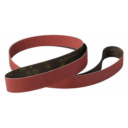 Sanding Belt, 3/4 in W, 18 in L, Coated, Ceramic, 80 Grit, Medium, 784F, Maroon