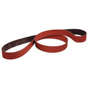 Sanding Belt, 1/4 in W, 24 in L, Coated, Ceramic, 120 Grit, Fine, 947A, Maroon