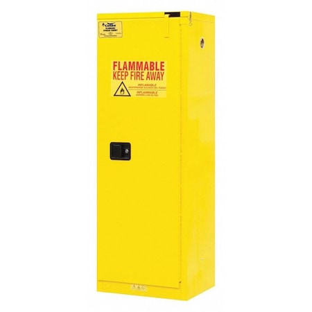 Hazardous Material Storage Cabinet, 22 gal, 2 Shelves, Steel, 23 1/2 in W x 66 1/2 in H x Yellow