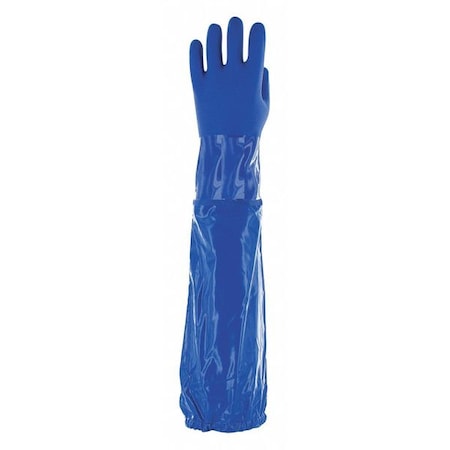 Solvex 58-430 Chemical Resistant Gloves, PVC, 24 in L, 79 mil, Blue, 7, 1 PR