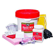 Spill Kit, 9 gal Volume Absorbed per Kit, 3 1/2 gal Capacity, Bucket, White