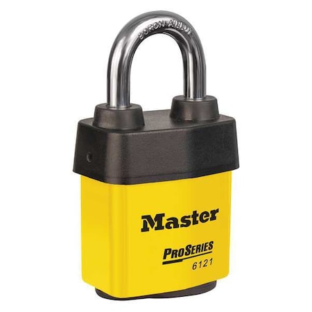 Lockout Padlock, Keyed Alike, Steel, Yellow, 1 1/8 in Shackle Height, 2 1/8 in Body Width