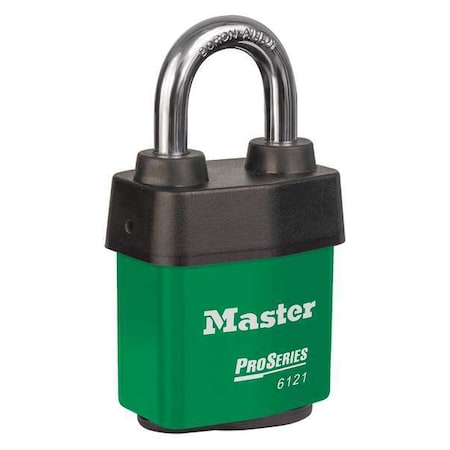 Lockout Padlock, Keyed Different, Steel, Green, 1 1/8 in Shackle Height, 2 1/8 in Body Width