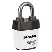 Lockout Padlock, Keyed Alike, Steel, White, 1 1/8 in Shackle Height, 2 1/8 in Body Width