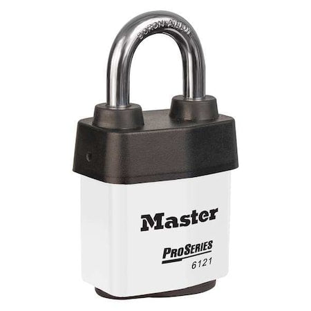 Lockout Padlock, Keyed Alike, Steel, White, 1 1/8 in Shackle Height, 2 1/8 in Body Width