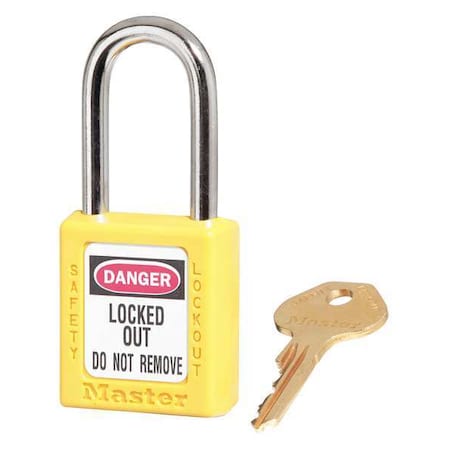 Lockout Padlock, Keyed Different, Thermoplastic, Standard Body, Steel, Yellow, PK6