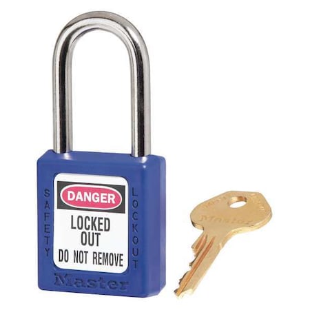 Lockout Padlock, Keyed Different, Thermoplastic, Standard Body, Steel, Blue, PK6