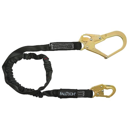 Shock-Absorbing Lanyard, 425 lb. Wt. Capacity, Steel Snap Hook, Steel Rebar Hook, 6 ft., 1 Leg