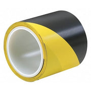Hazard Marking Vinyl Tape, vinyl, Striped, Black, Yellow, 2 in W., 5 mil Thickness