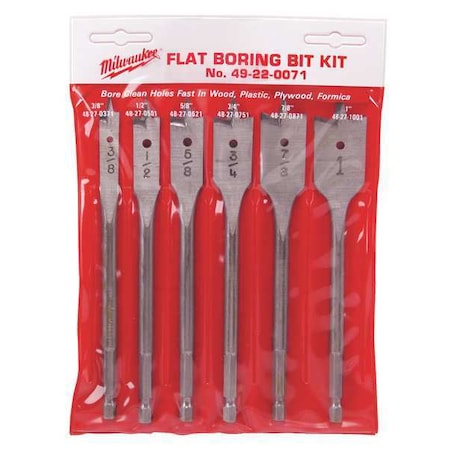 Flat Boring Bit 6" Universal Set - 6PC