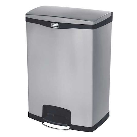 Slim Jim Step-On 24 gal Rectangular Step-On Can, Black, Foot Pedal, Stainless Steel, 16 1/4 in
