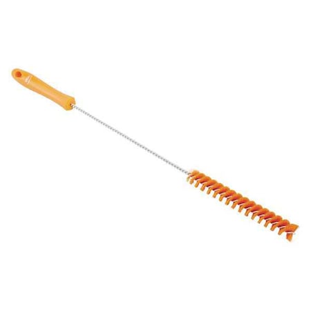 3/4" W Tube and Valve Brush, Medium, 14 in L Handle, 19 9/10 in L Brush, Orange
