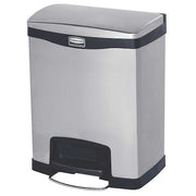Slim Jim Step-On 8 gal Rectangular Step-On Can, Black, Foot Pedal, Stainless Steel, 14 7/8 in