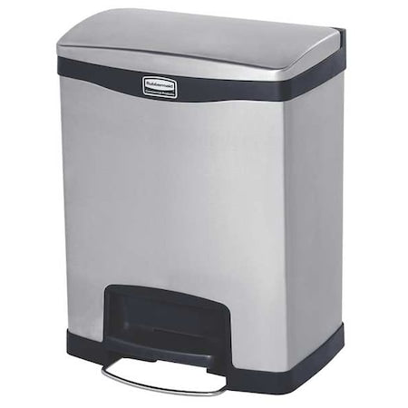Slim Jim Step-On 8 gal Rectangular Step-On Can, Black, Foot Pedal, Stainless Steel, 14 7/8 in