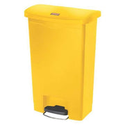 Slim Jim Step-On 13 gal Rectangular Slim-Profile Plastic Can, Yellow, Foot Pedal, Plastic, 12 in