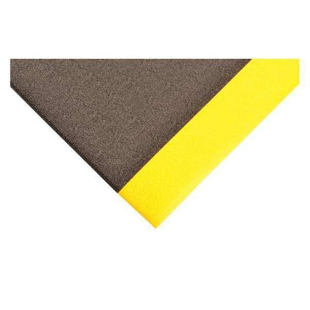 Antifatigue Mat, 5 ft. L x 3 ft. W, 3/8" Thickness, Closed Cell PVC Foam, Pebble, Black/Yellow