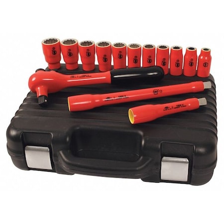 1/2" Drive Socket Set SAE 14 Pieces 3/8 in to 1 in , Chrome