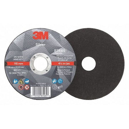 Abrasive Cut-Off Wheel, Type 1, 4 1/2 in Dia, 0.045 in Thick, 7/8 in Arbor Hole Size, Ceramic